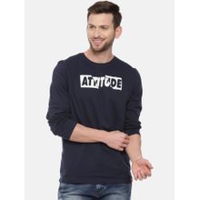 3PIN Men Cotton Dark Blue Attitude Round Neck T-Shirt