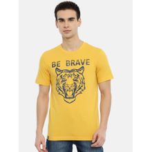 3PIN Men Yellow Cotton Be Brave Round Neck T-Shirt