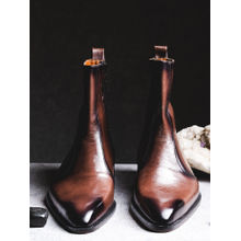 Kavith Sainaani Brown Two Tone Patent Boots (Pack of 2)