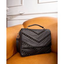 ABELARDO DE MODA Alexandra Black Leather Hand Bag (S)