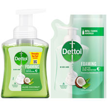 Dettol Foaming Handwash Pump+refill Combo, Aloe Coconut Rich Foam Moisturizing Hand Wash Soft Hands