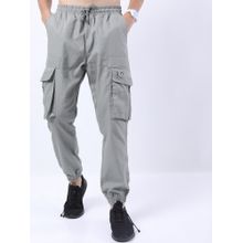 HIGHLANDER Men Grey Slim Fit Solid Cotton Blend Joggers