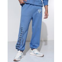 HIGHLANDER Men Blue Relaxed Fit Typography Cotton Blend Joggers