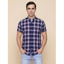 KUONS AVENUE Men Cotton Checks Indigo Shirt