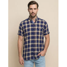 KUONS AVENUE Cotton Men Checks Indigo Shirt
