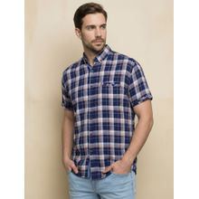 KUONS AVENUE Men Cotton Checkered Indigo Shirt