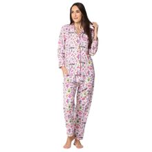 Pyjama Party Pink Party Button Down Pj Set - Cotton Rayon Pj Set With Notched Collar