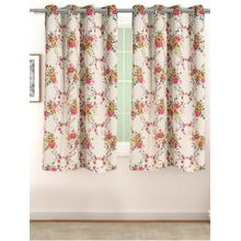 Swayam Floral Eyelet Window Curtain - Off White Base With Multi - Color Bloom Print