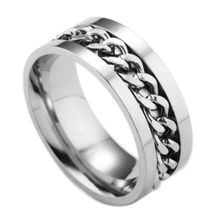 OOMPH Jewellery Silver Stainless Steel Chain Broad Ring Band For Men & Boys