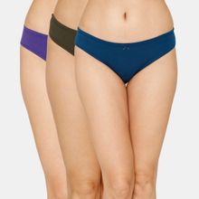 Zivame Anti Microbial Low Rise Full Coverage Bikini Panty Assorted - Multi-color (Pack of 3)
