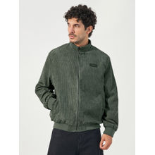 Styli Olive Corduroy High Neck Zipper Jacket