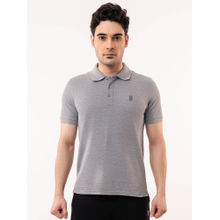 Baller Athletik Grey Solid Collar Neck Polo T-Shirt