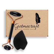 Getmecraft Black Obsidian Face Roller And Leaf Shape Gua Sha...
