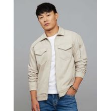 ROOKIES Beige Stone Zipper Front Closure Long Sleeves Suede Jacket