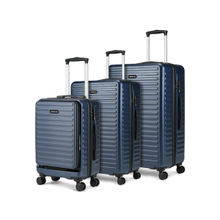Assembly Set of 3 Luggage Trolley- 28, 24 & 20 inches Hardsided Suitcase - Blue