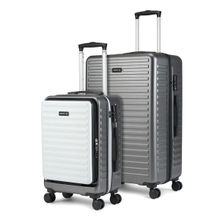 Assembly Hardsided Trolley Large Check-In & Cabin Luggage-Grey White (Set of 2)