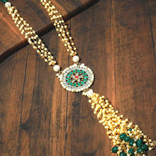 Karatcart Green Stones Studded Rani Haar with Tassel Beads