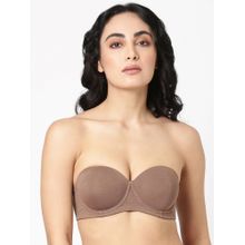 BLOSSOM Seamless Medium Coverage Padded Wired Balconette Bra Strapless Brown