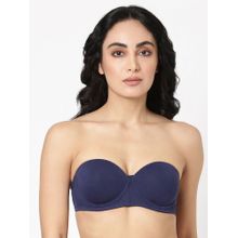 BLOSSOM Seamless Medium Coverage Padded Wired Balconette Bra Strapless Navy Blue
