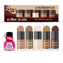 Coloressence Nail Paint Kit With Free Nail Paint Remover - Coffee coats