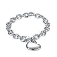 Peora Fancy Silver Plated Heart Charm Link Chain Bracelet for Women Girls (PX9B29)