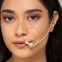 Azai by Nykaa Fashion Gold and Pearl Traditional Nose Ring