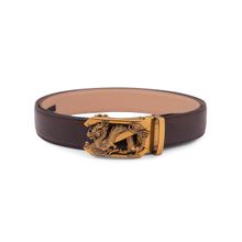 BANGE Mens Genuine Leather Belt With Dragon Design Bronze Buckle