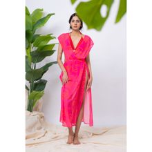 AOBA Womens Pink Cover-Up Beachwear Dress