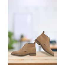 EZOK Men Leather Lace up Snuff Beige Chukka Boots