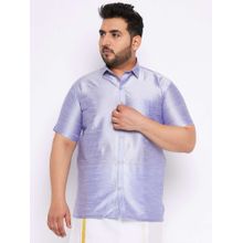 Vastramay Plus Mens Bluish Lavender Silk Blend Ethnic Shirt