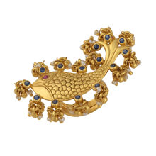 Tribe Amrapali Silver Gold Plated Textured Fish Ring