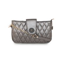 ESBEDA Gunmetal Quilted with Chain Strap Sling Bag