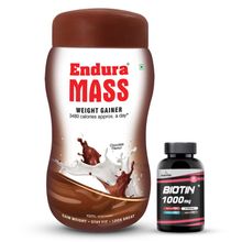 Endura Mass Weight Gainer Chocolate Flavour With Mettle Biotin Tablets