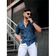 ROYALTAIL Navy Blue Abstract Print Super Soft Premium Half Sleeve Shirt