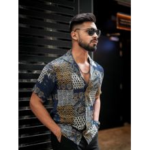 ROYALTAIL Navy Abstract Print Super Soft Premium Half Sleeve Shirt