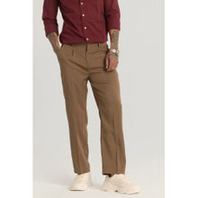 Snitch Men Brown Plain Relaxed Formal Trouser