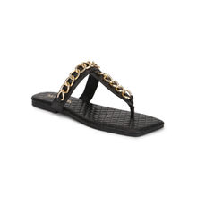 Truffle Collection Pu Flip Flops With Gold Chain