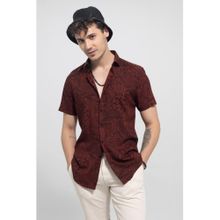 Snitch Cashmere Printed Maroon Shirt