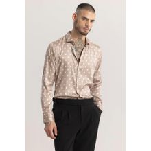 Snitch Dapperdot Beige Silky Satin Shirt