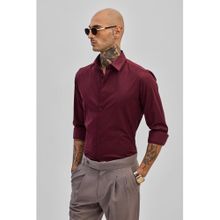 Snitch Maroon Stretchable Slim Fit Shirt