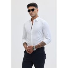 Snitch White Self Design Slim Fit Shirt
