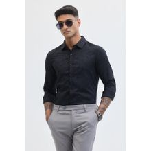 Snitch Black Self Design Slim Fit Shirt