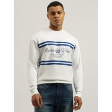 United Colors of Benetton White Oversized Fit Crew Neck Typography Sweatshirt