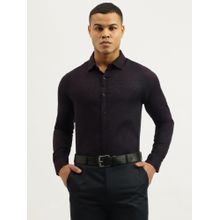 United Colors of Benetton Purple Regular Fit Spread Collar Textured Lace Jacquard Shirt