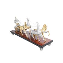 Shaze Roma Chariot Horse Decor for Home Base Material Resin and Silver Plated