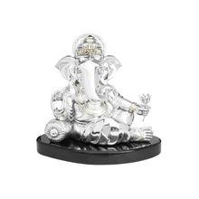 Shaze Equi Ganesha Figurine Idols for Home Base Resin and Silver Plated Idol and Decor