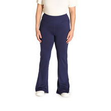 Bliss Club Women Navy Blue On-The-Go Slit Flare Pants with 2 deep, secure zippered pockets