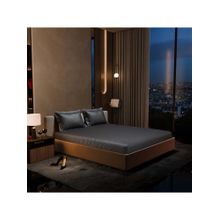 Stoa Paris Grey Satin Super King Fitted Sheet with 2 Pillow Covers