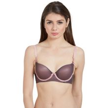 SOIE Women's Padded Wired Push Up Bra With Metallic Contrast - Multi-Color