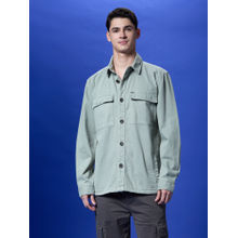Pepe Jeans Green Oversized Full-Sleeved Denim Shirt